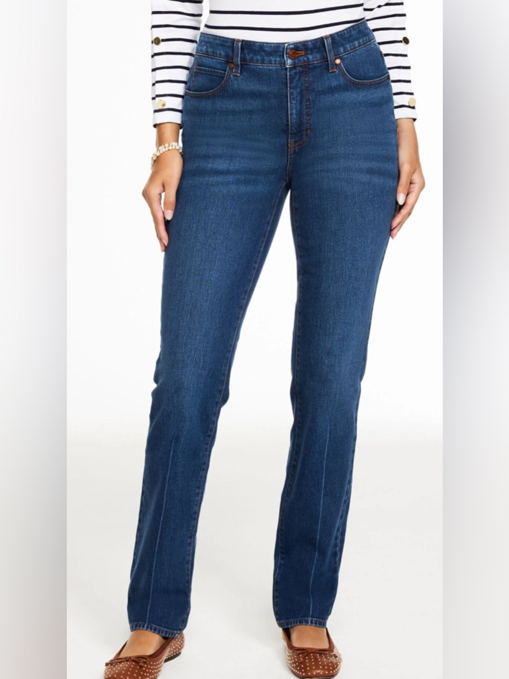 Talbots Women's Straight Leg Jeans in Deep Blue Wash, size 16